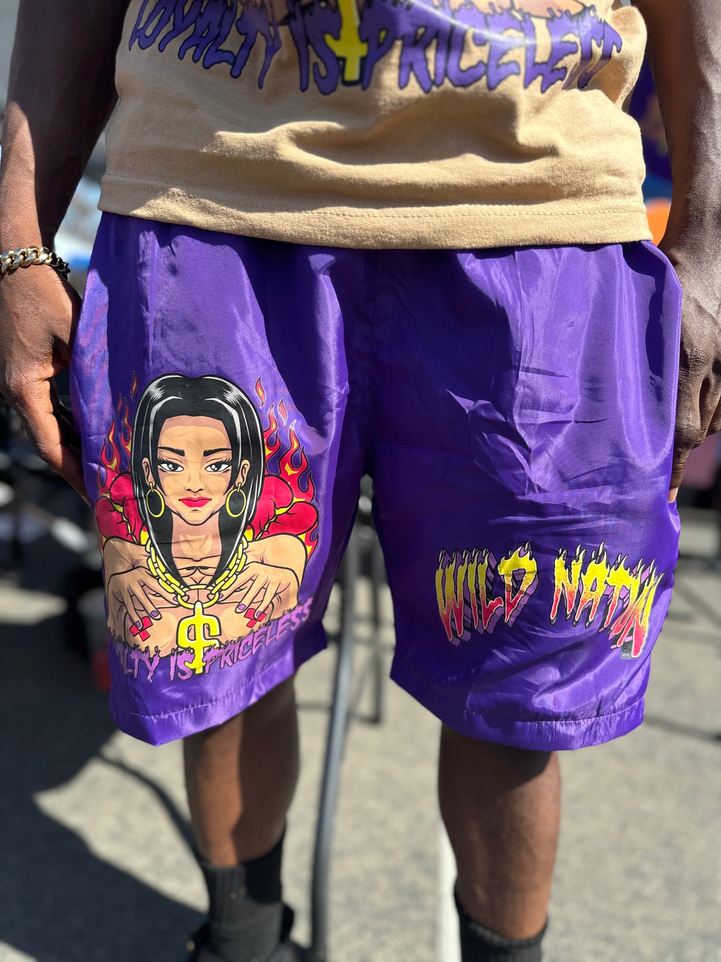 Loyalty is Priceless purple shorts