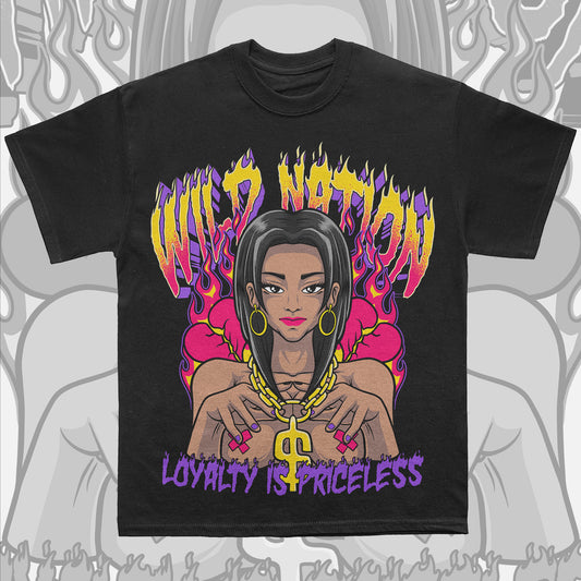 Loyalty is Priceless Purple on black short sleeve tee