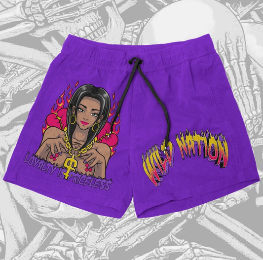 Loyalty is Priceless purple shorts